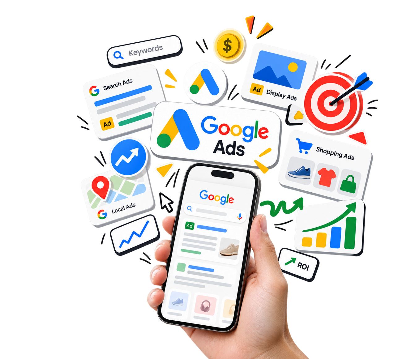 Google Ads — performance marketing and paid media illustration